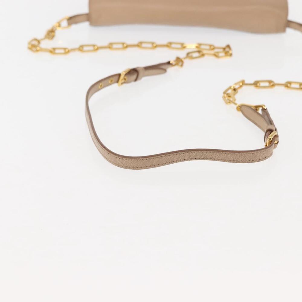 Miu Miu Chain Wallet Leather Beige Black gold Auth bs29776 - Picture 7 of 16